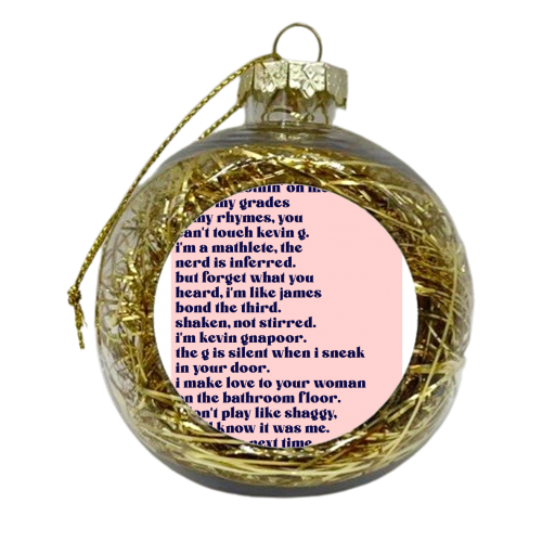 Kevin Gnapoor Rap - xmas bauble by Pink and Pip