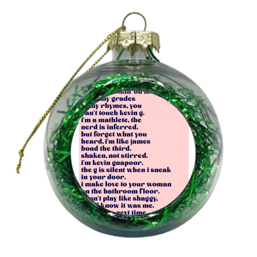 Kevin Gnapoor Rap - xmas bauble by Pink and Pip