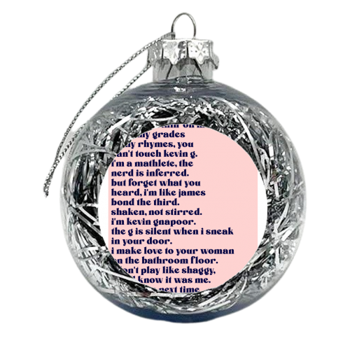 Kevin Gnapoor Rap - xmas bauble by Pink and Pip