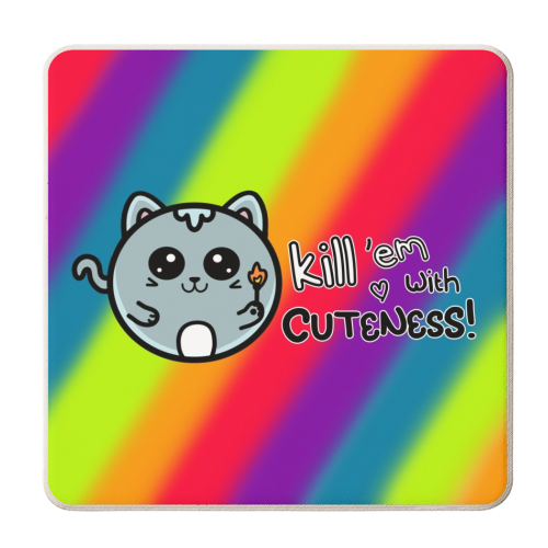 Kill them with cuteness - personalised beer coaster by Nicola Box
