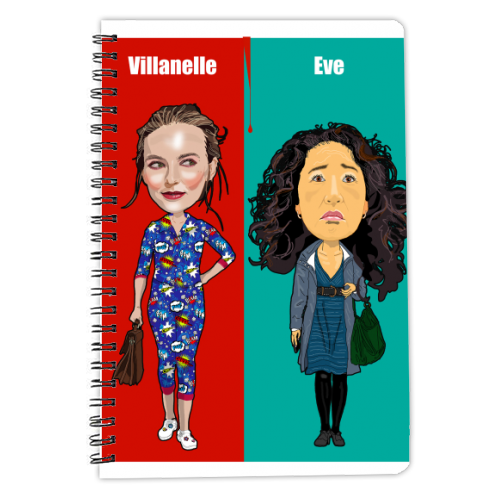 Killing Eve Cartoon cast - personalised A4, A5, A6 notebook by Martin Jessup