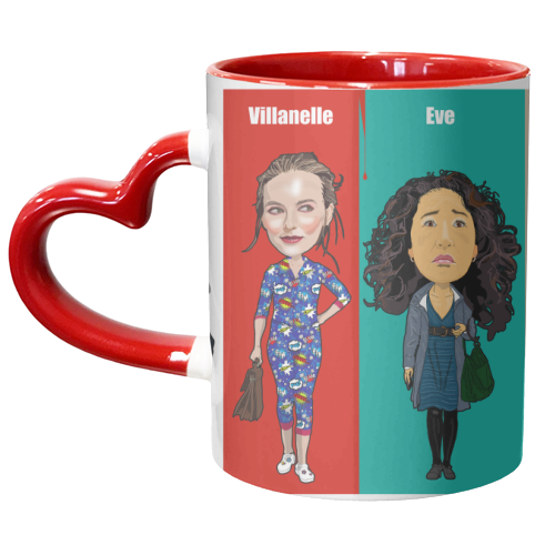 Killing Eve Cartoon cast - unique mug by Martin Jessup