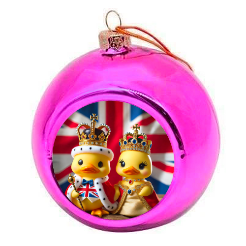 King and Queen Duck - colourful christmas bauble by Ms Doodle
