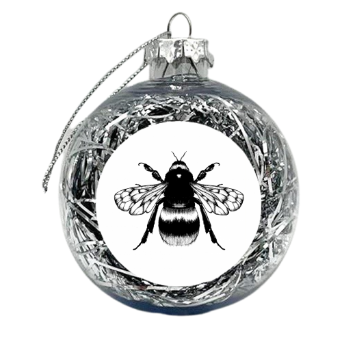 King Bee Monochrome - xmas bauble by Eleanor Soper