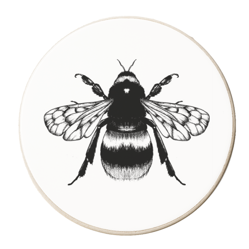 King Bee Monochrome - personalised beer coaster by Eleanor Soper