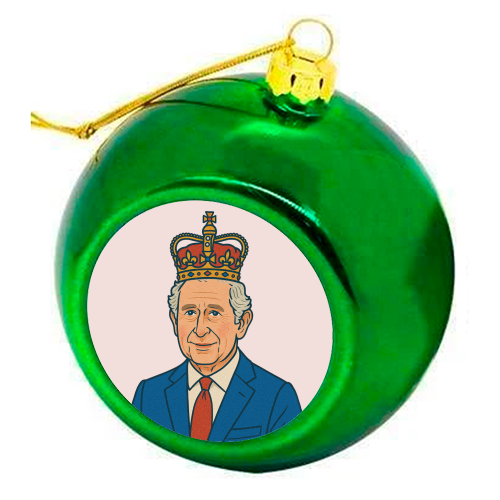 King Charles - colourful christmas bauble by Ms Doodle