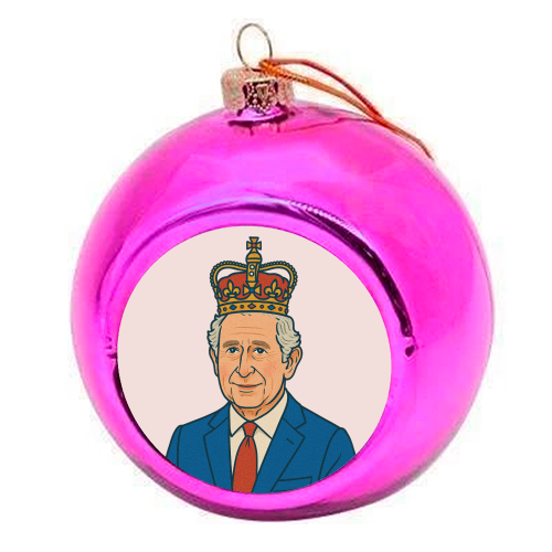 King Charles - colourful christmas bauble by Ms Doodle