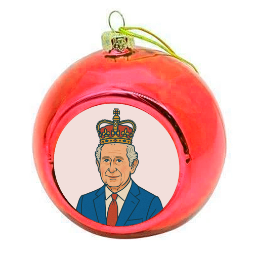 King Charles - colourful christmas bauble by Ms Doodle