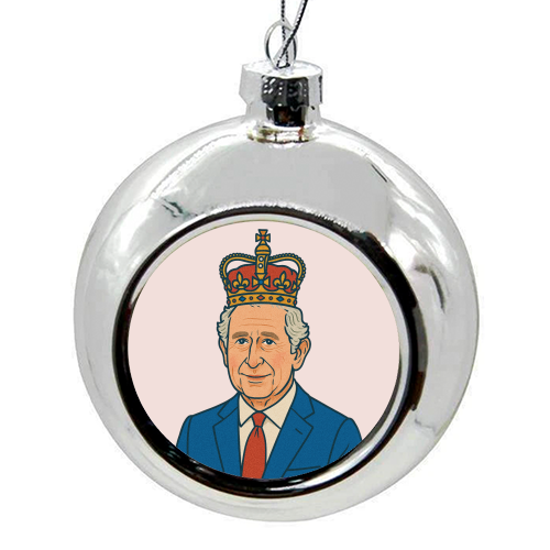 King Charles - colourful christmas bauble by Ms Doodle
