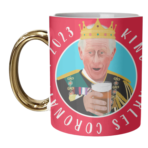 King Charles Coronation Blue and Red - unique mug by AbiGoLucky