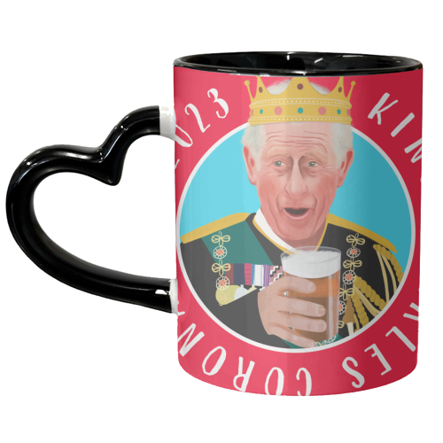 King Charles Coronation Blue and Red - unique mug by AbiGoLucky