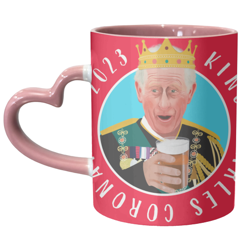 King Charles Coronation Blue and Red - unique mug by AbiGoLucky