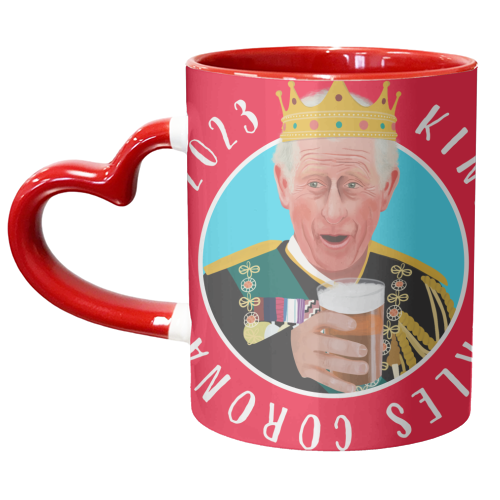 King Charles Coronation Blue and Red - unique mug by AbiGoLucky