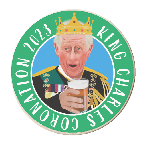King Charles Coronation - personalised beer coaster by AbiGoLucky