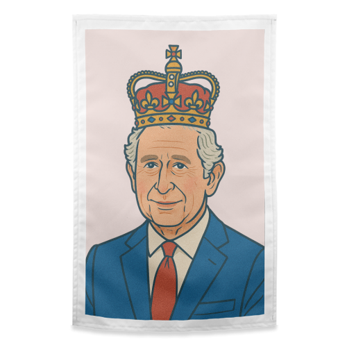 King Charles - funny tea towel by Ms Doodle