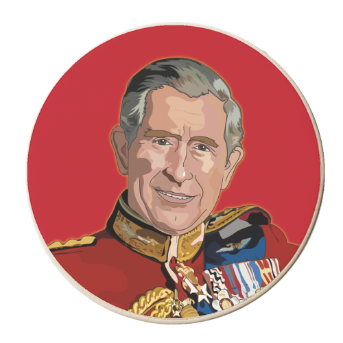 King Charles Grand Occasion Birthday Card - personalised beer coaster by Catherine Critchley.