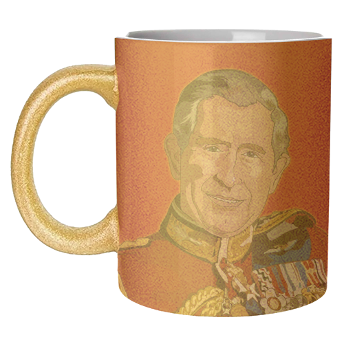 King Charles Grand Occasion Birthday Card - unique mug by Catherine Critchley.