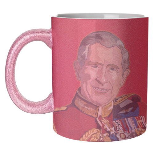 King Charles Grand Occasion Birthday Card - unique mug by Catherine Critchley.
