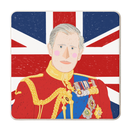 King Charles III Against a Union Jack Background - personalised beer coaster by Adam Regester