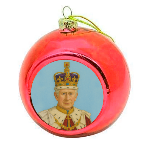 King Charles III - colourful christmas bauble by AP