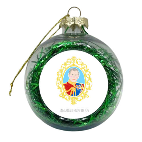 King Charles III Coronation Portrait - xmas bauble by Adam Regester