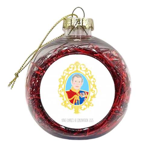 King Charles III Coronation Portrait - xmas bauble by Adam Regester