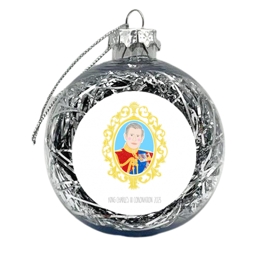 King Charles III Coronation Portrait - xmas bauble by Adam Regester