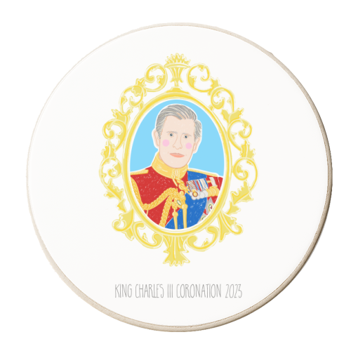 King Charles III Coronation Portrait - personalised beer coaster by Adam Regester