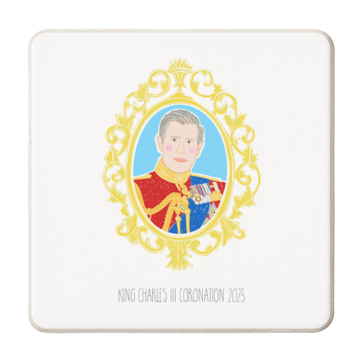 King Charles III Coronation Portrait - personalised beer coaster by Adam Regester