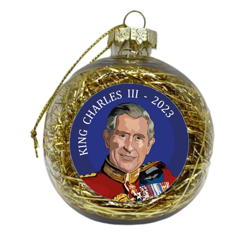 King Charles III Portrait Collection - xmas bauble by Catherine Critchley.