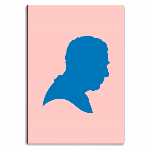 King Charles III Silhouette Portrait (blue/coral version) - personalised A4, A5, A6 notebook by Adam Regester