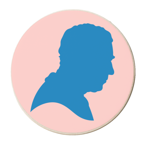 King Charles III Silhouette Portrait (blue/coral version) - personalised beer coaster by Adam Regester