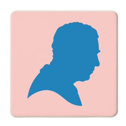 King Charles III Silhouette Portrait (blue/coral version) - personalised beer coaster by Adam Regester
