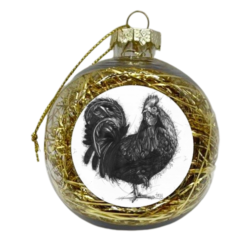 King Cockerel - xmas bauble by Tracey Russell