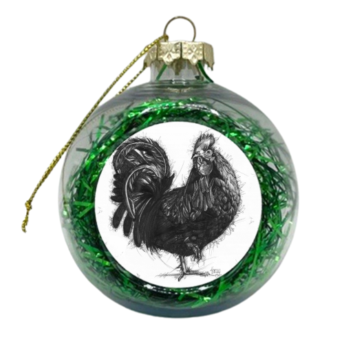 King Cockerel - xmas bauble by Tracey Russell