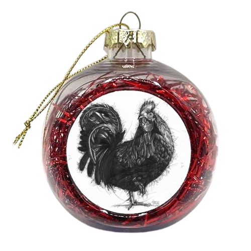 King Cockerel - xmas bauble by Tracey Russell