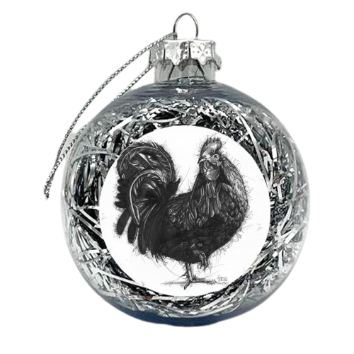 King Cockerel - xmas bauble by Tracey Russell