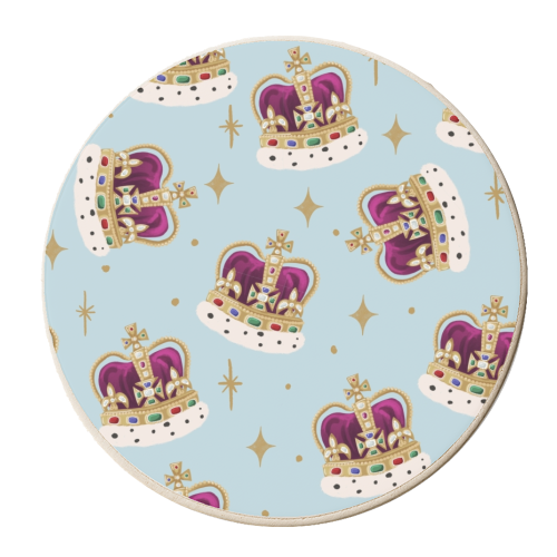 King Coronation Crown Pattern - personalised beer coaster by Sarah Wilkinson