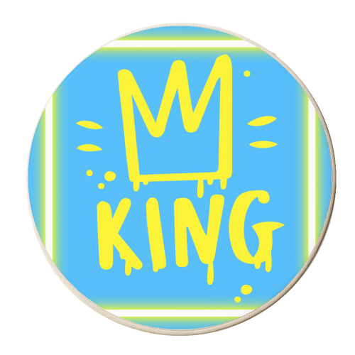 King - personalised beer coaster by Faith Mercer