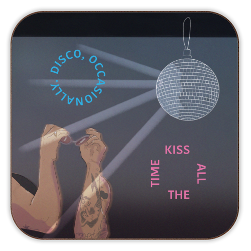 Kiss All The Time, Harry - personalised beer coaster by The Queer Store