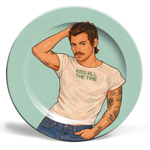 Kiss Me Harry - ceramic dinner plate by DOLLY WOLFE