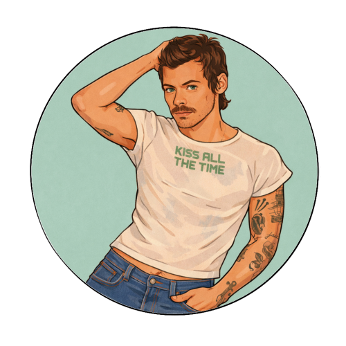 Kiss Me Harry - Circle Sticker by DOLLY WOLFE