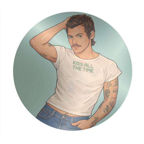 Kiss Me Harry - Circle Sticker by DOLLY WOLFE