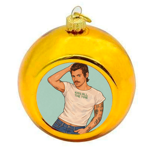 Kiss Me Harry - colourful christmas bauble by DOLLY WOLFE