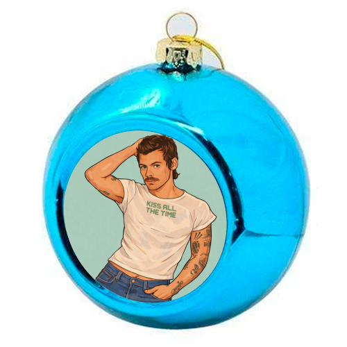 Kiss Me Harry - colourful christmas bauble by DOLLY WOLFE