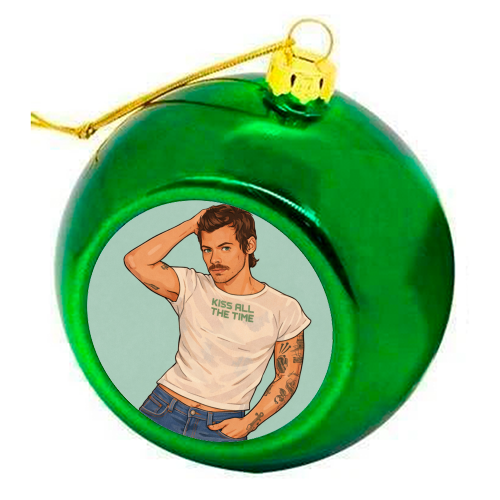 Kiss Me Harry - colourful christmas bauble by DOLLY WOLFE