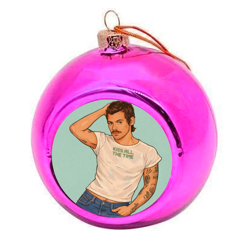 Kiss Me Harry - colourful christmas bauble by DOLLY WOLFE