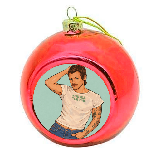 Kiss Me Harry - colourful christmas bauble by DOLLY WOLFE