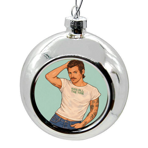 Kiss Me Harry - colourful christmas bauble by DOLLY WOLFE