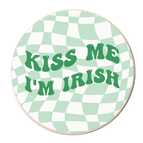 Kiss Me I'm Irish St Patricks Day Design - personalised beer coaster by AbiGoLucky